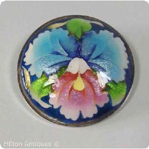 Japanese Cloisonne Gin Bari Brooch 4.7cm 1970s Image