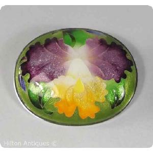 Japanese Cloisonne Gin Bari Brooch 5.4cm 1970s Image