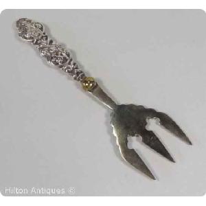 English STG silver and EP Cake Fork Birm 1908 Image