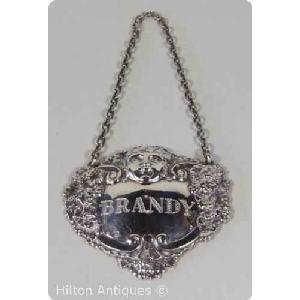 English STG silver Brandy Decanter Label Birm 1967 Image