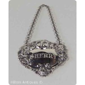 English STG silver Sherry Decanter Label Birm 1967 Image