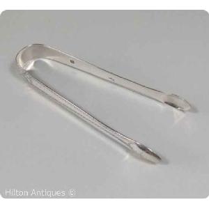 English STG silver bright cut Sugar Tongs Lon 1804 Image