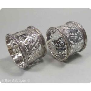 English STG silver PR Napkin Rings WH Sheff 1894 Image