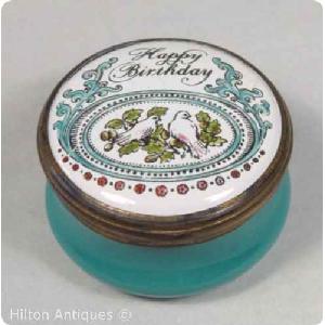 Halcyon Days Enamel Box Happy Birthday Doves 4.4cm Image