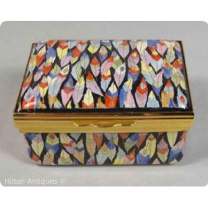 Halcyon Days Enamel Box LTD ED Feathers V.C 5.9.cm Image