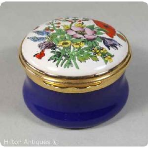 Halcyon Days Enamel Box med round Floral 4.3cm Image