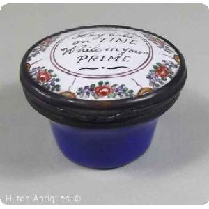 Bilston and Battersea Antique Enamel Box 4.5cm Image