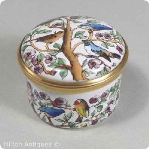 Halcyon Days Enamel Box Finches Songbirds 3.2cm Image