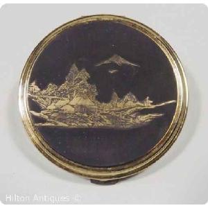 Japanese vintage Damascene Compact Landscape 7cm 1 Image