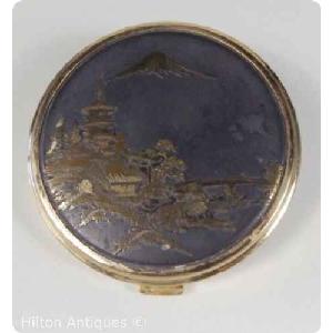 Japanese vintage Damascene Compact Landscape 7cm 2 Image