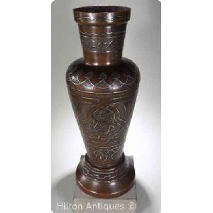 Mamluk revival Cairoware copper & silver Vase 28cm Image