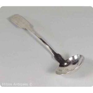 Antique American H Hastings coin silver Ladle 1820 Image